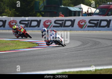 84 pilota ceco Jakub Kornfeil del Team Pruestl GP durante le prove libere per il Gran Premio della Repubblica Ceca sul circuito di Brno il 4 agosto 2018 a Brno, Repubblica Ceca.(Foto di Andrea Diodato/NurPhoto) Foto Stock