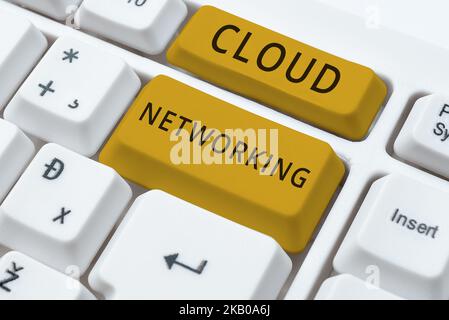 Didascalia di testo che presenta Cloud Networking. Concetto che significa applicazione di ingegneria allo sviluppo di software Abstract Creating Online Foto Stock