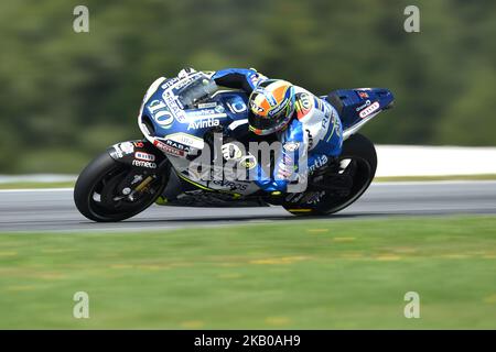 10° pilota belga Xavier Simeon del Team reale Avintia Racing, gara nelle prove libere del Gran premio di MotoGP austriaco sul Red Bull Ring di Spielberg, Austria, il 10 agosto 2018. (Foto di Andrea Diodato/NurPhoto) Foto Stock