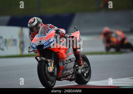 99 il pilota spagnolo Jorge Lorenzo del Team Ducati Racing gareggia durante le prove libere del Gran premio di MotoGP d'Austria nel Red Bull Ring di Spielberg, in Austria, il 10 agosto 2018. (Foto di Andrea Diodato/NurPhoto) Foto Stock