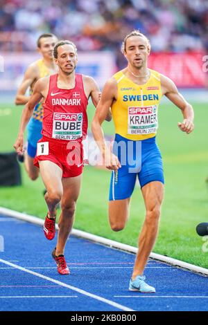 Andreas Bube di Danimarca durante la semifinale di 800 metri per gli uomini allo Stadio Olimpico di Berlino al Campionato europeo di Atletica il 10 agosto 2018. (Foto di Ulrik Pedersen/NurPhoto) Foto Stock