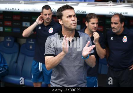 Rubi durante la partita tra RCD Espanyol e Valencia CF, corrispondente alla settimana 2 della que spanish League, disputata allo stadio RCDE, il 26th agosto 2018, a Barcellona, Spagna. -- (Foto di Urbanandsport/NurPhoto) Foto Stock