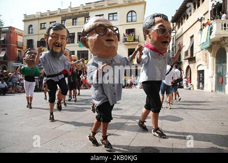 Torri umane durante le feste di Sant Felix a Vilafranca del Penedes, il 30th agosto 2018, a Barcellona, Spagna. -- (Foto di Urbanandsport/NurPhoto) Foto Stock