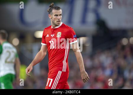 Gareth Bale of Wales durante la UEFA Nations League 2019 tra Galles e Repubblica d'Irlanda al Cardiff City Stadium di Cardiff, Regno Unito il 6 settembre 2018 (Photo by Andrew Surma/NurPhoto) Foto Stock