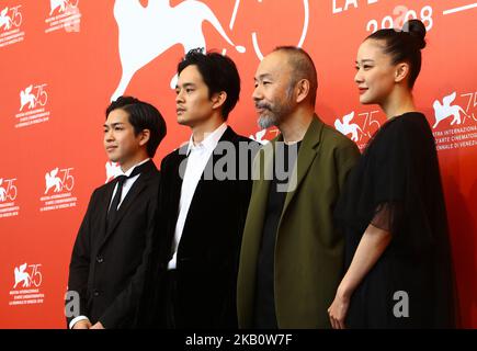 Ryusei Maeda, Sousuke Ikematsu, Yu Aoi e Shinya Tsukamoto partecipano alla fotocellula 'Zan (uccisione)' durante il 75th° Festival del Cinema di Venezia, il 7 settembre 2018 a Venezia. (Foto di Matteo Chinellato/NurPhoto) Foto Stock