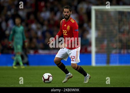 ISCO Alarcon di Spagna durante la partita di calcio della UEFA Nations League tra Inghilterra e Spagna al Wembley Stadium di Londra il 8 settembre 2018. (Foto di Jose Breton/NurPhoto) Foto Stock