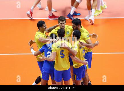 USA / Brasile - FIVP Campionato del mondo uomini Final Six Pool i Brazil Celebration alla pala Alpitour di Torino il 28 settembre 2018 (Photo by Matteo Ciambelli/NurPhoto) Foto Stock