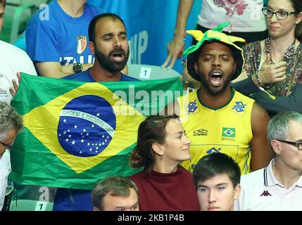 Polonia / Brasile - FIVP Campionato del mondo maschile finale Brasile tifosi a pala Alpitour a Torino il 30 settembre 2018 (Foto di Matteo Ciambelli/NurPhoto) Foto Stock