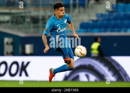 Matias Kranevitter del FC Zenit San Pietroburgo in azione durante la partita di Gruppo C della UEFA Europa League tra il FC Zenit San Pietroburgo e SK Sparta Praga allo Stadio di San Pietroburgo il 4 ottobre 2018 a San Pietroburgo, Russia. (Foto di Mike Kireev/NurPhoto) Foto Stock