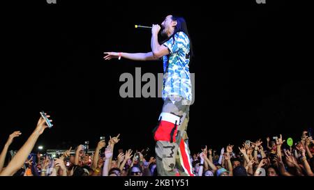 Steve Aoki si esibisce al RARE Festival, un festival di musica hip hop e danza elettronica il 6 ottobre 2018 presso la zona fieristica della Florida centrale di Orlando, Florida. (Foto di Paul Hennessy/NurPhoto) Foto Stock