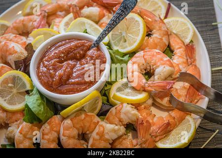 Piatto di cocktail di gamberetti Foto Stock