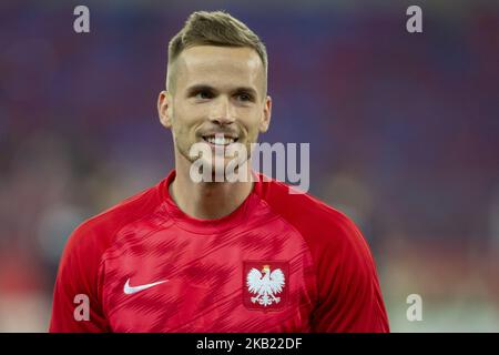 Tomasz Kedziora di Polonia durante la UEFA Nations League Una partita tra Polonia e Portogallo allo Stadio Slesiano di Chorzow, Polonia il 11 ottobre 2018 (Foto di Andrew Surma/NurPhoto) Foto Stock