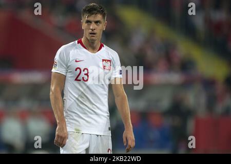 Krzysztof Piatek di Polonia durante la UEFA Nations League Una partita tra Polonia e Portogallo allo Stadio Slesiano di Chorzow, Polonia il 11 ottobre 2018 (Foto di Andrew Surma/NurPhoto) Foto Stock