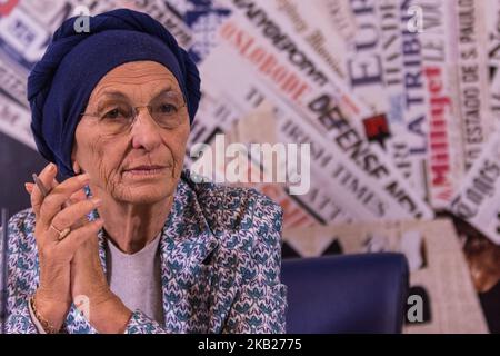 Conferenza stampa alla stampa estera a Roma con 'Emma Bonino, Bruno Tabacci e il coordinatore di +Europa, Benedetto della Vedova, il 16 ottobre 2018 a Roma (Foto di Andrea Ronchini/NurPhoto) Foto Stock