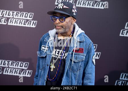 Il regista americano Spike Lee partecipa alla presentazione del suo ultimo film "infiltrado en el KKKlan" (BlacKkKlansman) a Madrid, in Spagna. 23 ottobre 2018 (Foto di COOLMedia/NurPhoto) Foto Stock