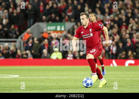 Liverpool, centrocampista Xherdan Shaqiri (23) in azione durante la partita di calcio n.3 DELLA UEFA Champions League Group Stage Liverpool - CRVENA ZVEZDA, il 24/10/2018, presso la Anfield Road di Liverpool, Inghilterra. (Foto di Matteo Bottanelli/NurPhoto) Foto Stock