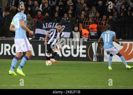 Alin to?ca #6 (PAOK). Partita FC PAOK vs MOL vidi FC 0-2 allo stadio Toumba di Salonicco, Grecia per la UEFA Europa League Group L. Videon ha segnato a 12' con Szabolcs Huszti e a 45' con Stopira. PAOK aveva il 74% di possesso con 12 colpi finali, 0 carte gialle contro Vidi con 5 colpi finali e 5 carte gialle. (Foto di Nicolas Economou/NurPhoto) Foto Stock