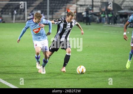 José Cañas #87 (PAOK). Partita FC PAOK vs MOL vidi FC 0-2 allo stadio Toumba di Salonicco, Grecia per la UEFA Europa League Group L. Videon ha segnato a 12' con Szabolcs Huszti e a 45' con Stopira. PAOK aveva il 74% di possesso con 12 colpi finali, 0 carte gialle contro Vidi con 5 colpi finali e 5 carte gialle. (Foto di Nicolas Economou/NurPhoto) Foto Stock