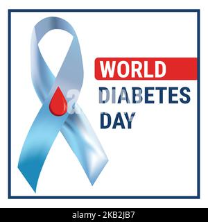 Giornata mondiale del diabete . Ogni anno evento il 14 novembre. Campagna primaria di sensibilizzazione globale incentrata sul diabete. Illustrazione Vettoriale