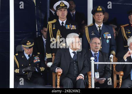 Presidenti greci e italiani partecipano alla Parata di commemorazione della seconda guerra mondiale a Salonicco (Grecia) il 28th ottobre 2018. il presidente greco Prokopis Pavlopoulos e il omologo italiano Sergio Mattarella. Il 28th ottobre è simbolico per la Grecia in quanto segna il rifiuto da parte della Grecia dell'ultimatum del dittatore italiano Benito Mussolini nel 1940 e il coinvolgimento della Grecia nella seconda guerra mondiale. (Foto di Nicolas Economou/NurPhoto) Foto Stock