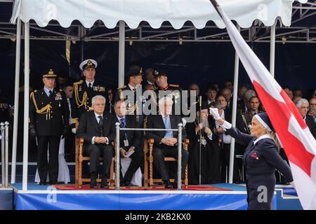 Presidenti greci e italiani partecipano alla Parata di commemorazione della seconda guerra mondiale a Salonicco (Grecia) il 28th ottobre 2018. il presidente greco Prokopis Pavlopoulos e il omologo italiano Sergio Mattarella. Il 28th ottobre è simbolico per la Grecia in quanto segna il rifiuto da parte della Grecia dell'ultimatum del dittatore italiano Benito Mussolini nel 1940 e il coinvolgimento della Grecia nella seconda guerra mondiale. (Foto di Nicolas Economou/NurPhoto) Foto Stock