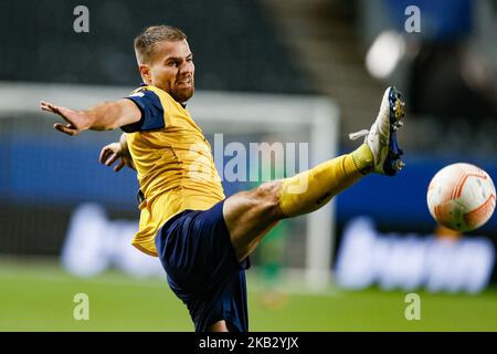 Leuven (Germania), 03/11/2022, Bart Nieuwkoop dell'Unione, raffigurato in azione nel corso di una partita di calcio tra il belga Royale Union Saint-Gilloise e il tedesco Union Berlin, giovedì 03 novembre 2022 a Leuven, il 6/6° giorno del palcoscenico del gruppo UEFA Europa League. FOTO DI BELGA BRUNO FAHY Foto Stock