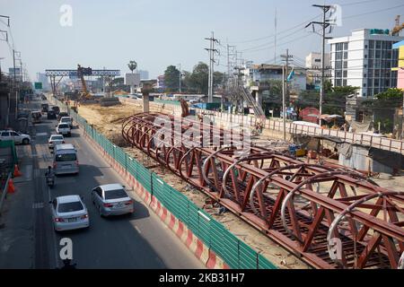 Lavori di costruzione stradale a Pattaya City Thailandia Foto Stock