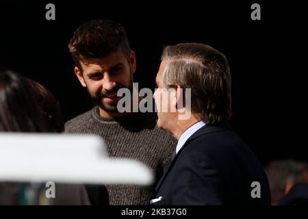 Madrid, Spagna. 31 ott 2019. FC Barcelona calciatore Gerard Pique in caso 'una Coppa Davis arrivate riciclaggio" a Madrid, giovedì 31 ottobre 2019 Credit: CORDON PREMERE/Alamy Live News Foto Stock