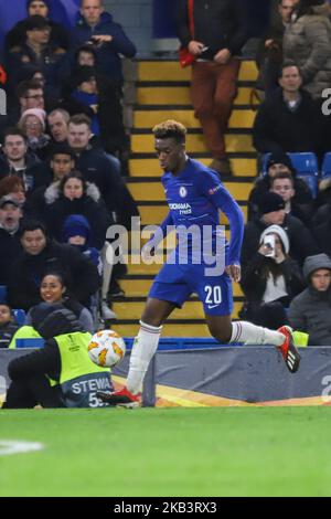 Callum Hudson-Odoi di Chelsea #20, il marcatore del gol 3rd, durante la partita UEFA Europa League Group L tra Chelsea e PAOK a Stamford Bridge il 29 novembre 2018 a Londra, Regno Unito. (Foto di Nicolas Economou/NurPhoto) Foto Stock