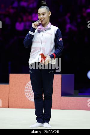 3rd novembre 2022, M&amp; S Bank Arena, Liverpool, Inghilterra; 2022 Campionati mondiali di ginnastica artistica; medaglia di bronzo individuale femminile - Jessica Gadirova (GBR) Foto Stock