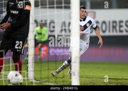 Dimitri Bisoli segna un gol alla fine della partita durante la partita italiana di Serie B 2018/2019 tra Ascoli Calcio 1898 FC e Brescia Football Club allo Stadio Cino e Lillo del Duca il 22 dicembre 2018 ad Ascoli Piceno. (Foto di Danilo di Giovanni/NurPhoto) Foto Stock