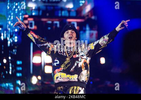 (12/22/2018) il rapper italiano Salmo si esibisce dal vivo al Mediolanum Forum di Assago Milano (Foto di Roberto Fiziio/NurPhoto) Foto Stock