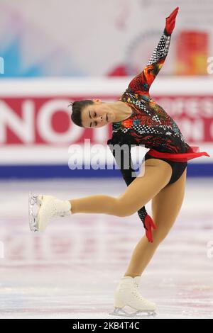 Ivett Toth di Ungheria compete nel Ladies Short Program durante il giorno uno dei campionati europei di pattinaggio a figure ISU all'Arena di Minsk il 23 gennaio 2019 a Minsk, Bielorussia (Foto di Igor Russak/NurPhoto) Foto Stock