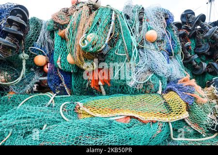 Reti da pesca sul Cobb a Lyme Regis Dorset Inghilterra Foto Stock