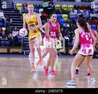 Sam May of Wasps Netball durante la partita Vitality Netball Super League Round 3 tra London Pulse e Wasps Netball alla Copper Box Arena, Londra , Inghilterra il 26 gennaio 2019. (Foto di Action Foto Sport/NurPhoto) Foto Stock