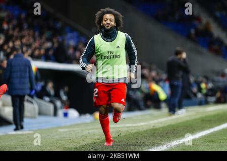 Real Madrid CF difensore Marcelo (12) durante la partita RCD Espanyol contro Real Madrid CF, per il round 21 della Liga Santander, giocato allo stadio RCD Espanyol il 27th gennaio 2018 a Barcellona, Spagna. (Foto di Mikel Trigueros/Urbanandsport/NurPhoto) Foto Stock