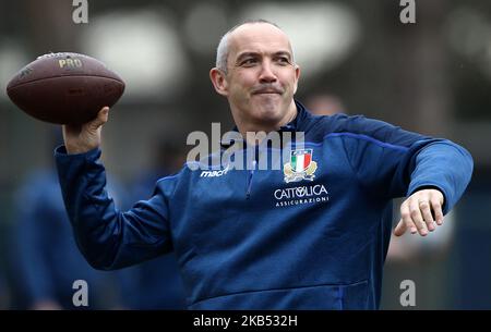 Italia trainig - Rugby Guinness sei Nazioni 2019 Capo allenatore Conor o'Shea al Giulio Onesti Sport Center di Roma il 28 gennaio 2019. (Foto di Matteo Ciambelli/NurPhoto) Foto Stock