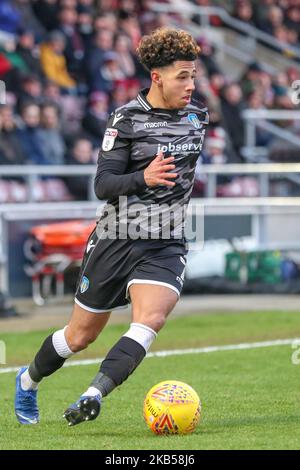 NORTHAMPTON, REGNO UNITO. 3RD FEBBRAIO. Courtney Senior di Colchester United durante la seconda metà della partita della Sky Bet League Two tra Northampton Town e Colchester United al PTS Academy Stadium di Northampton sabato 2nd febbraio 2019. (Foto di MI News/NurPhoto) Foto Stock