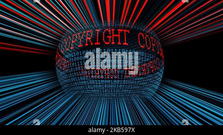 Concetto di sfera dei dati binari e del copyright Foto Stock