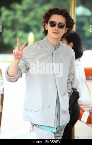 Timothee Chalamet arriva al 76th° Festival di Venezia il 02 settembre 2019 a Venezia. (Foto di Matteo Chinellato/NurPhoto) Foto Stock