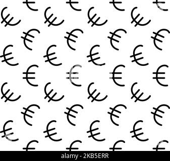 Modello vettoriale senza cuciture di disegno a mano segno euro bozzetto isolato su sfondo bianco Illustrazione Vettoriale