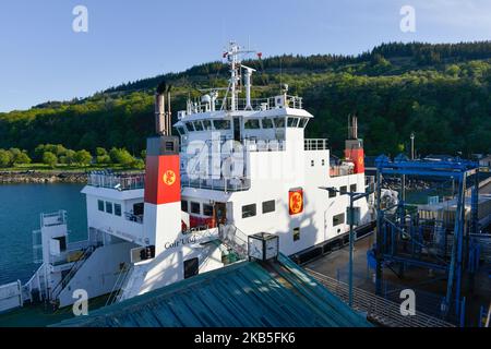 Traghetto Caledonian MacBrayne da Oban arrivo Craignure Mull Foto Stock