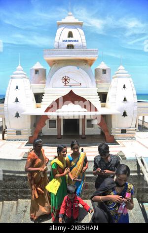 Gandhi Mandapam in Kanyakumari, Tamil Nadu, India. Costruito nel 1956, il Gandhi Mandapam (memoriale di Gandhi) a Kanyakumari si trova sul luogo dove le ceneri di Gandhi sono state conservate prima che fossero disperse al mare e presenta dettagli architettonici unici per onorare la vita dell'amato leader. (Foto di Creative Touch Imaging Ltd./NurPhoto) Foto Stock