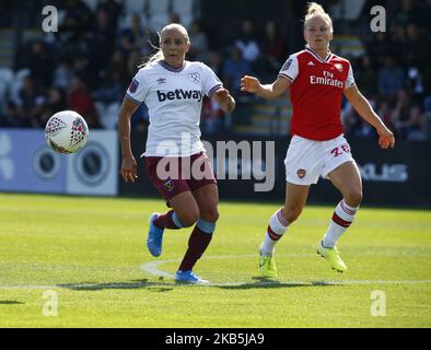 Adriana Leon di West Ham United WFC durante la partita di Super League delle Donne di Barclay fa tra le Donne dell'Arsenale e le Donne di West Ham United allo stadio di Meadow Park il 08 settembre 2019 a Boreham Wood, Inghilterra (Photo by Action Foto Sport/NurPhoto) Foto Stock