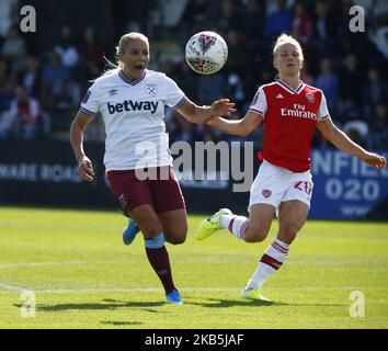 Adriana Leon di West Ham United WFC durante la partita di Super League delle Donne di Barclay fa tra le Donne dell'Arsenale e le Donne di West Ham United allo stadio di Meadow Park il 08 settembre 2019 a Boreham Wood, Inghilterra (Photo by Action Foto Sport/NurPhoto) Foto Stock