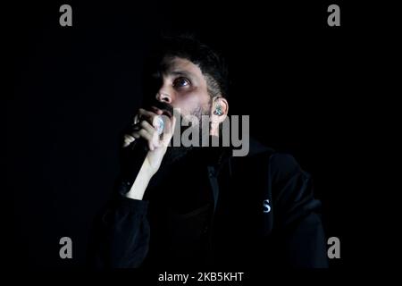 Cantanti e chitarrista britannico The S.L.P. (Vero nome Sergio Pizzorno) suona dal vivo alla Earth Hackney di Londra, il 9 settembre 2019. La S.L.P. è il progetto solista del chitarrista e compositore Kasabian Sergio Pizzorno. (Foto di Alberto Pezzali/NurPhoto) Foto Stock