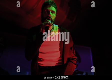 Cantanti e chitarrista britannico The S.L.P. (Vero nome Sergio Pizzorno) suona dal vivo alla Earth Hackney di Londra, il 9 settembre 2019. La S.L.P. è il progetto solista del chitarrista e compositore Kasabian Sergio Pizzorno. (Foto di Alberto Pezzali/NurPhoto) Foto Stock