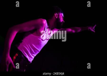 Cantanti e chitarrista britannico The S.L.P. (Vero nome Sergio Pizzorno) suona dal vivo alla Earth Hackney di Londra, il 9 settembre 2019. La S.L.P. è il progetto solista del chitarrista e compositore Kasabian Sergio Pizzorno. (Foto di Alberto Pezzali/NurPhoto) Foto Stock
