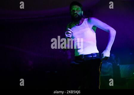 Cantanti e chitarrista britannico The S.L.P. (Vero nome Sergio Pizzorno) suona dal vivo alla Earth Hackney di Londra, il 9 settembre 2019. La S.L.P. è il progetto solista del chitarrista e compositore Kasabian Sergio Pizzorno. (Foto di Alberto Pezzali/NurPhoto) Foto Stock