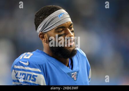 Chris Lacy (15), il ricevitore dei Detroit Lions, è stato visto durante la seconda metà di una partita di football della NFL contro i Los Angeles Chargers a Detroit, Michigan USA, domenica 15 settembre 2019 (Foto di Jorge Lemus/NurPhoto) Foto Stock